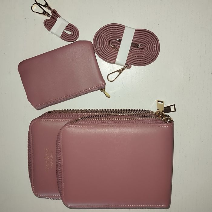 Nowa torebka listonoszka różowa dwa paski z opakowaniem