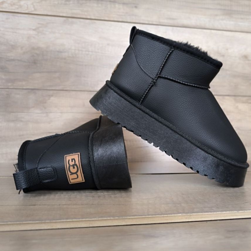 36-41 р короткі угги на платформі шкіряні женские ботинки кожаные ugg