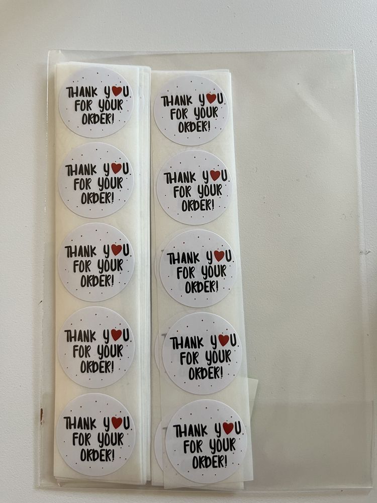 Naklejki thank you dziekuje za zamowienie 100 sztuk