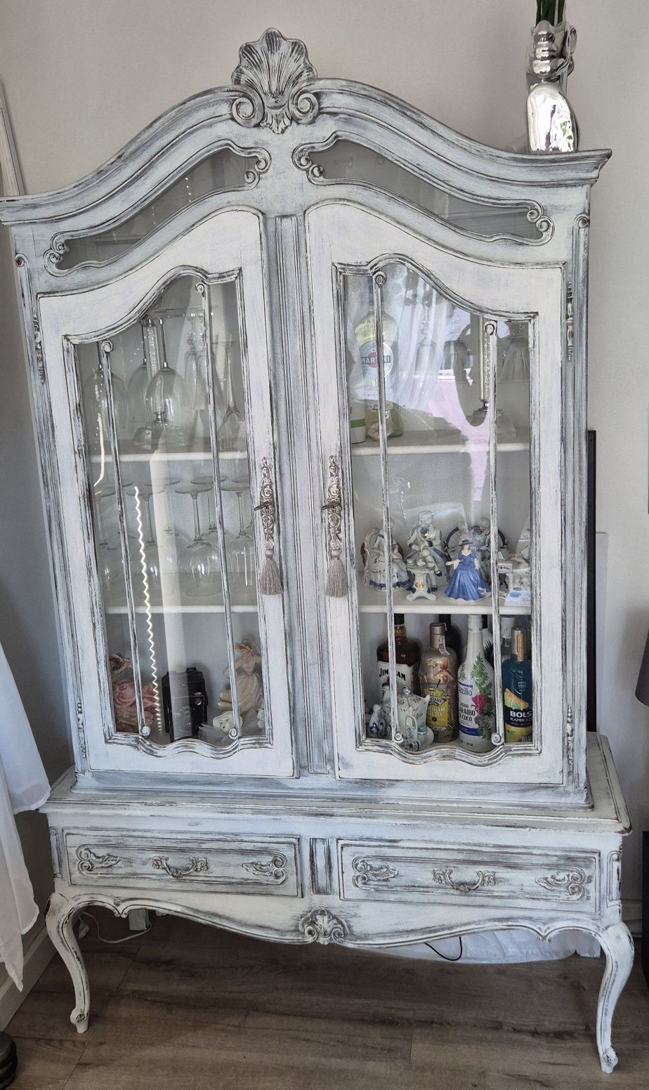 Witryna biblioteka serwantka odnowiona ludwik glamour home shabby chic