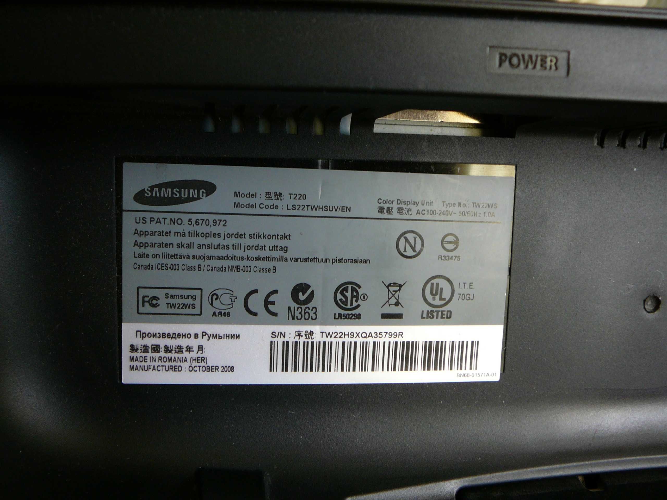 Монитор Samsung SyncMaster T220 (22 дюйма)