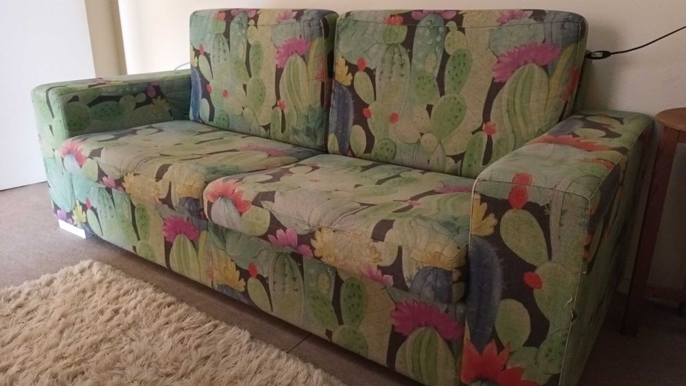 Sofa-cama com padrão catos