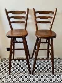 krzesło barowe retro drewniane