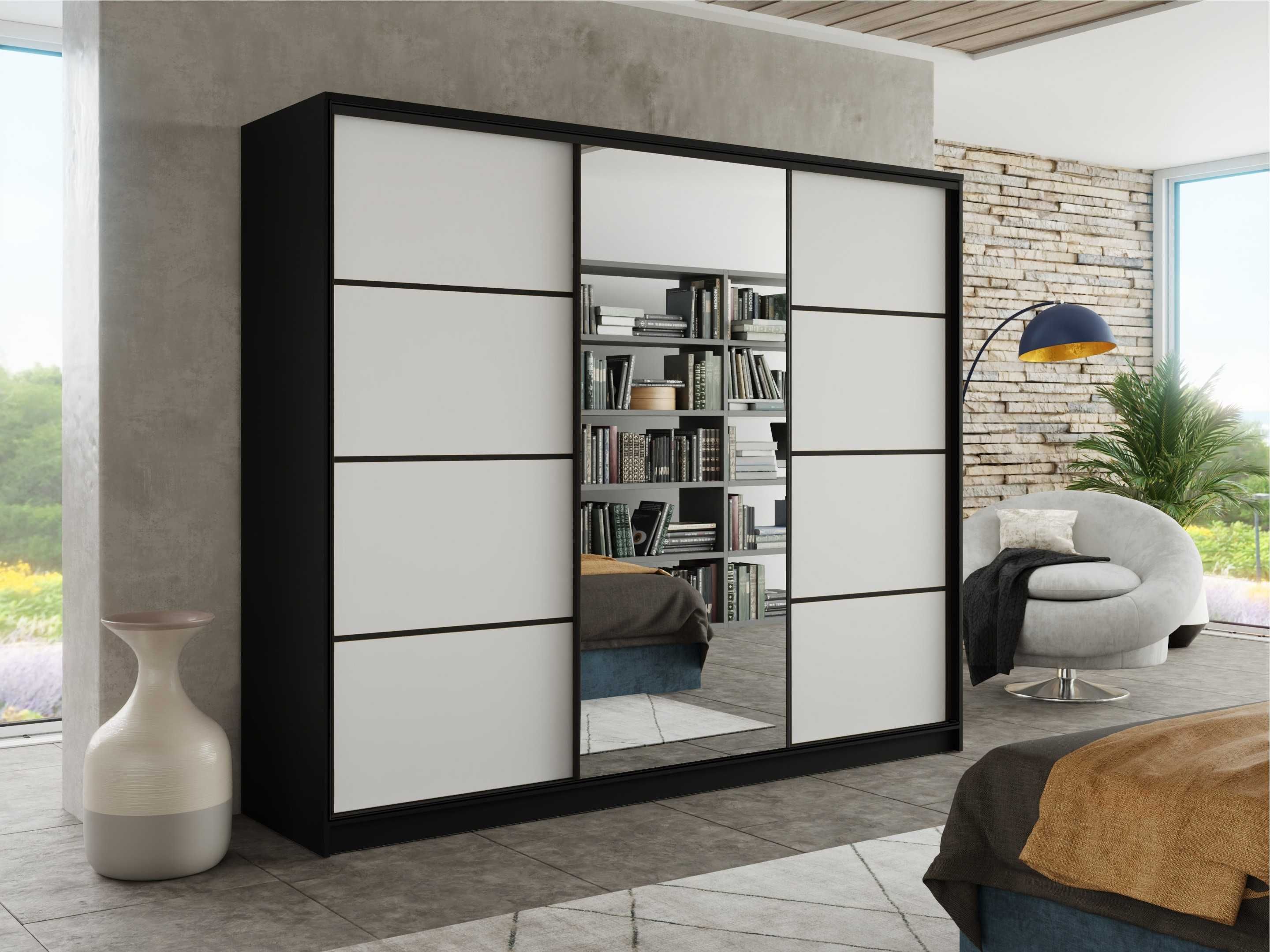 Szafa przesuwna 150x205x56 z lustrem oraz 4xszuflady