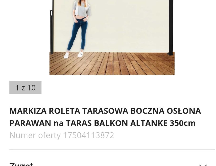 Markiza roleta tarasowa boczna osłona parawan