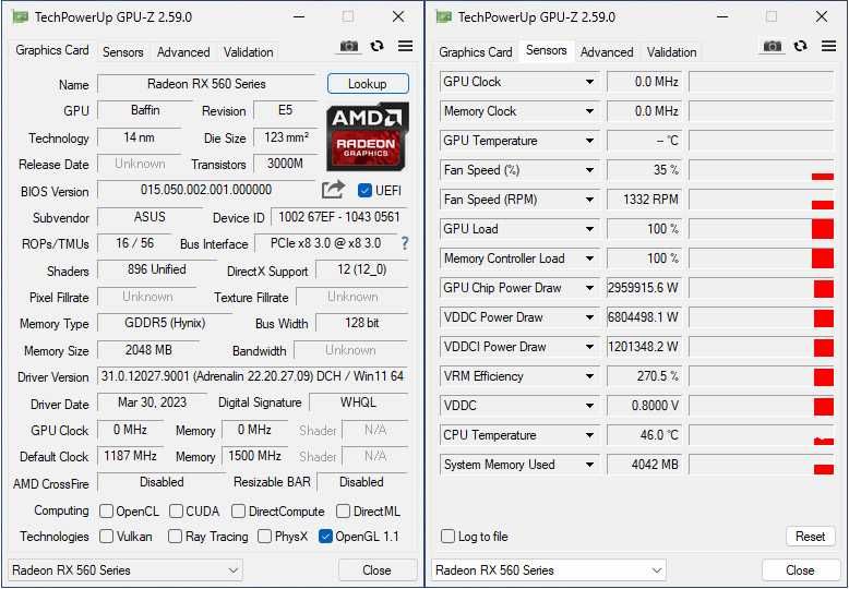 Karta Graficzna ASUS Radeon RX 560 AREZ EVO OC uszkodzona