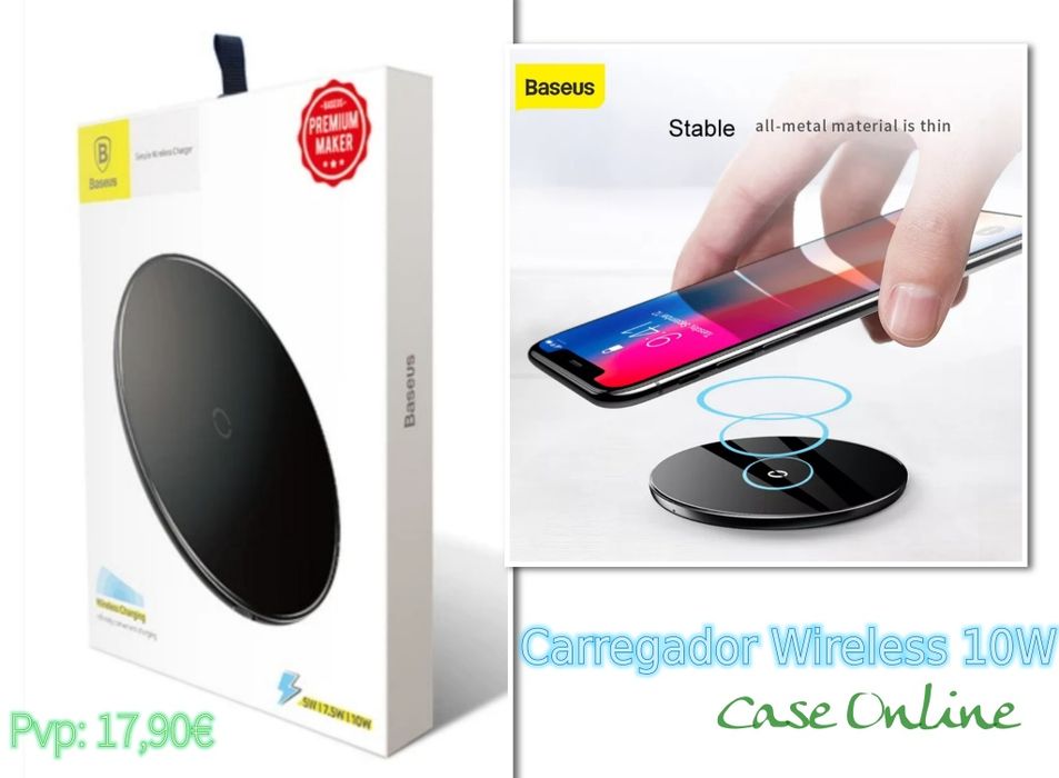 Carregador sem fio Baseus CCALL JK01 QI 10 W - Preto - LIQUIDAÇÃO