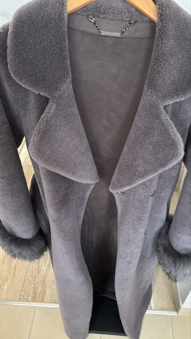 Futro Ochnik 100% wełna z obszyciem przy rękawach z naturalnego jenota