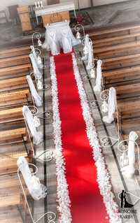 Biały i czerwony dywan na ślub - 1m. lub 2m. szerokości
