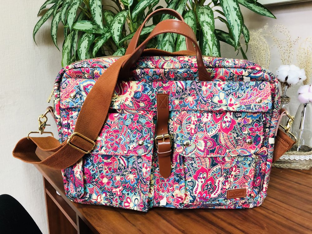 Універсальна сумка на плече для ноутбука BAOSHA з квітковим принтом.