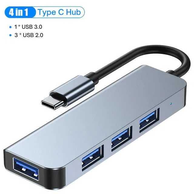 USB-хаб/адаптер 4 в 1 для ПК/ноутбуків/смартфонів