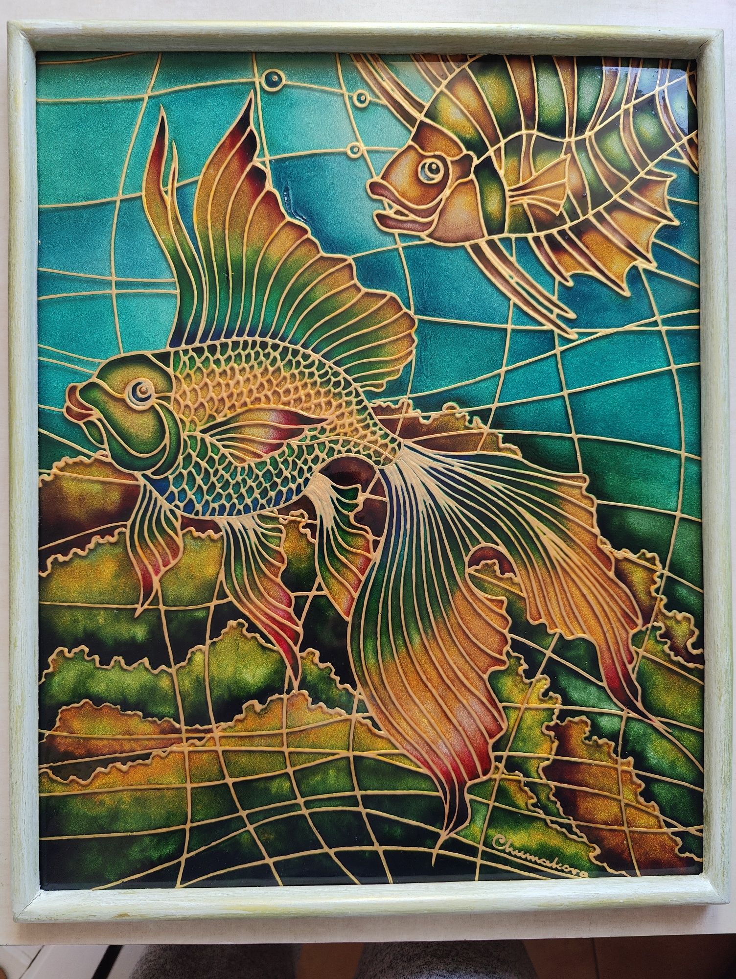 Obraz w ramce 42x52 cm / witrazowy.