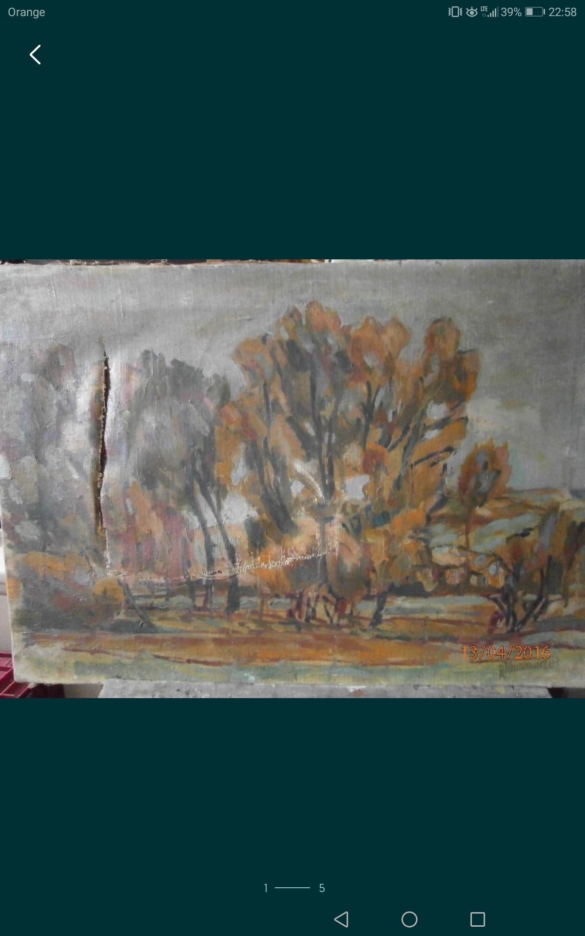 Obraz sygn. Kononowicz płótno olej wym. 55x40 cm. uszkodzozony do kons