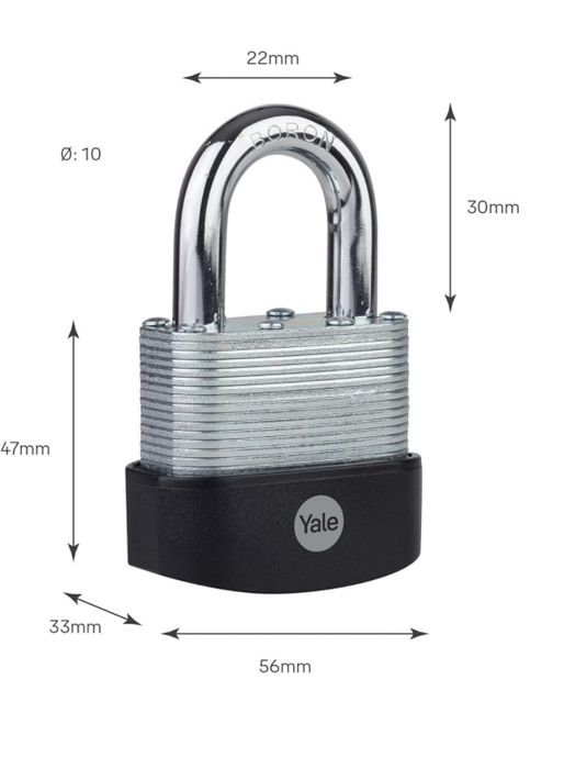 Kłódka ze stali płytkowej Yale Y127B Protector 55mm mocna, laminowana