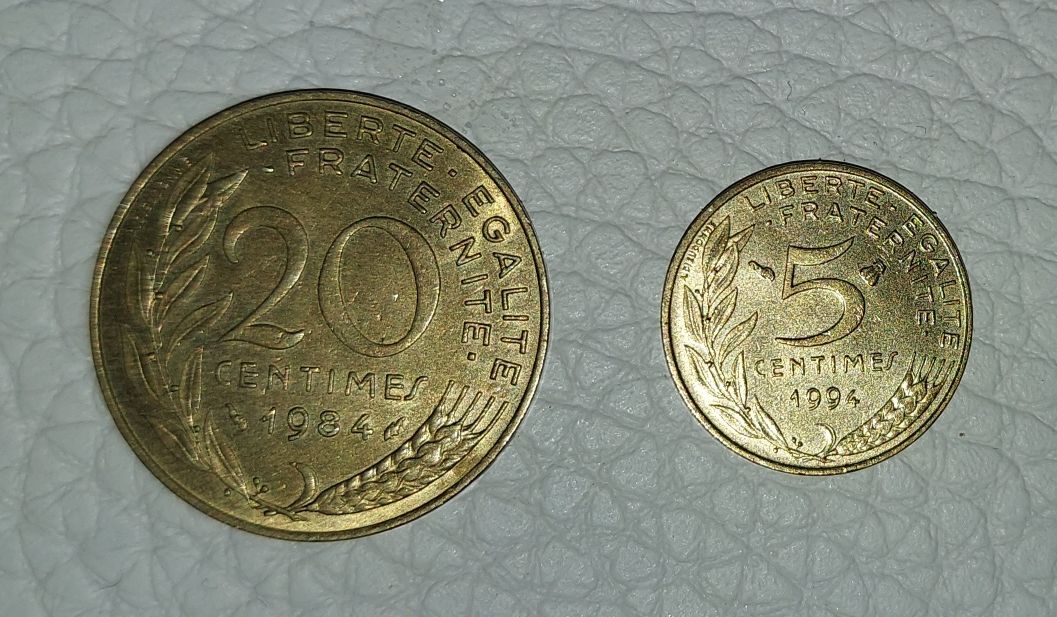 Zestaw 2 monet 25 centimes Francja