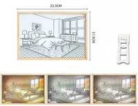 Картина ночник "Кровать в комнате" - картина окно с подсветкой