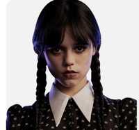 Peruka Wednesday Addams, naszyjnik, cosplay