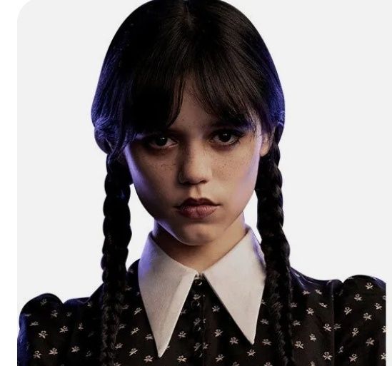 Peruka Wednesday Addams, naszyjnik, cosplay