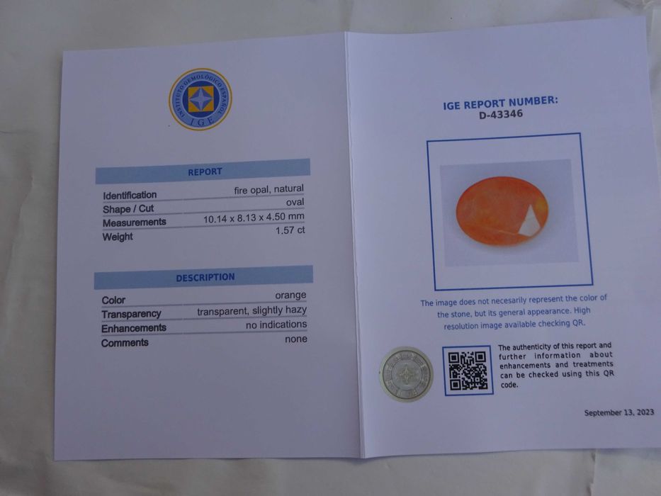 Pedra preciosa Opala de fogo
