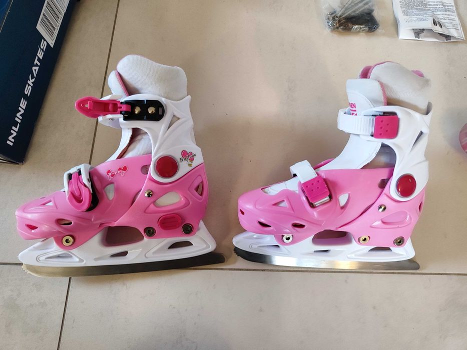 Rolki Łyżwy Wrotki 4w1, regulowane, rozmiar 29-32, różowe
