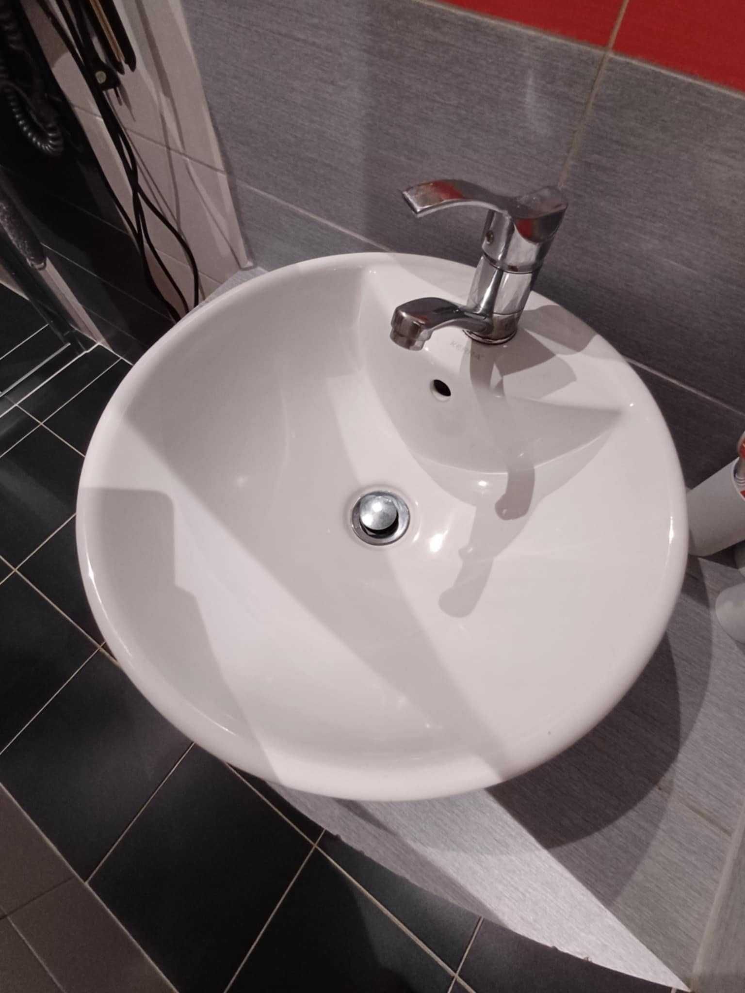 Umywalka nablatowa z baterią | Średnica 45 cm | Wysokość 18 cm