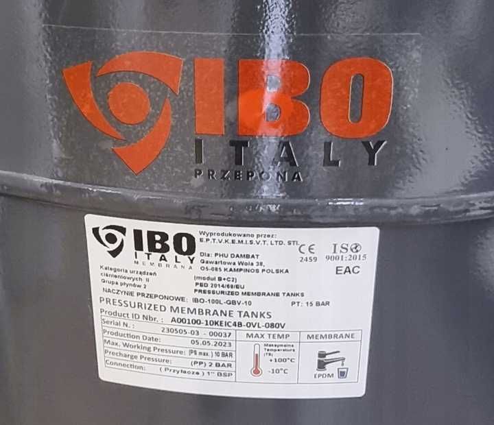 Włoski Zbiornik przeponowy 100L  pionowy GBV IBO ITALY Super Jakość!