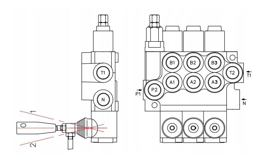 Rozdzielacz hydrauliczny 3 sekcyjny Joystick cyklop tur ładowarka