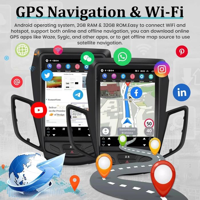 Штатна автомагнітола для Ford fiesta 2009-2016 tesla stayl