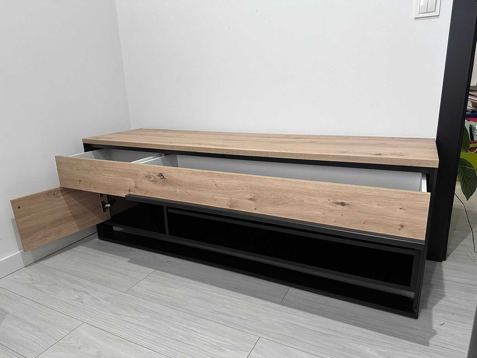 Zestaw mebli System Quant dąb artisan - czarny loft z podświetleniem