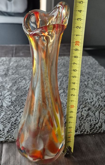 Ząbkowice wazon sękacz - kolorowe szkło- PRL