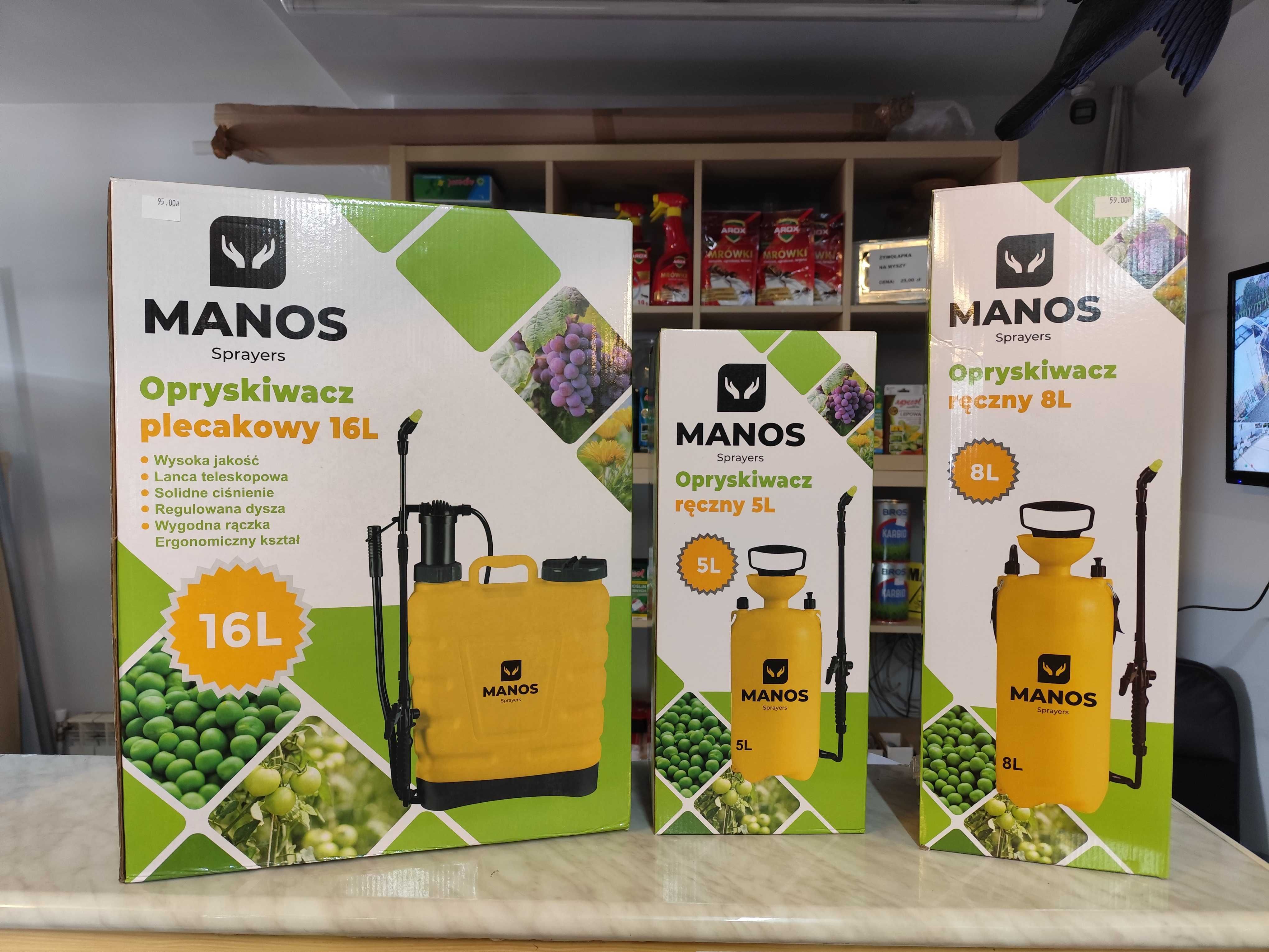 OPRYSKIWACZ ręczny ciśnieniowy ogrodowy 5L 8L 16L plecakowy Manos
