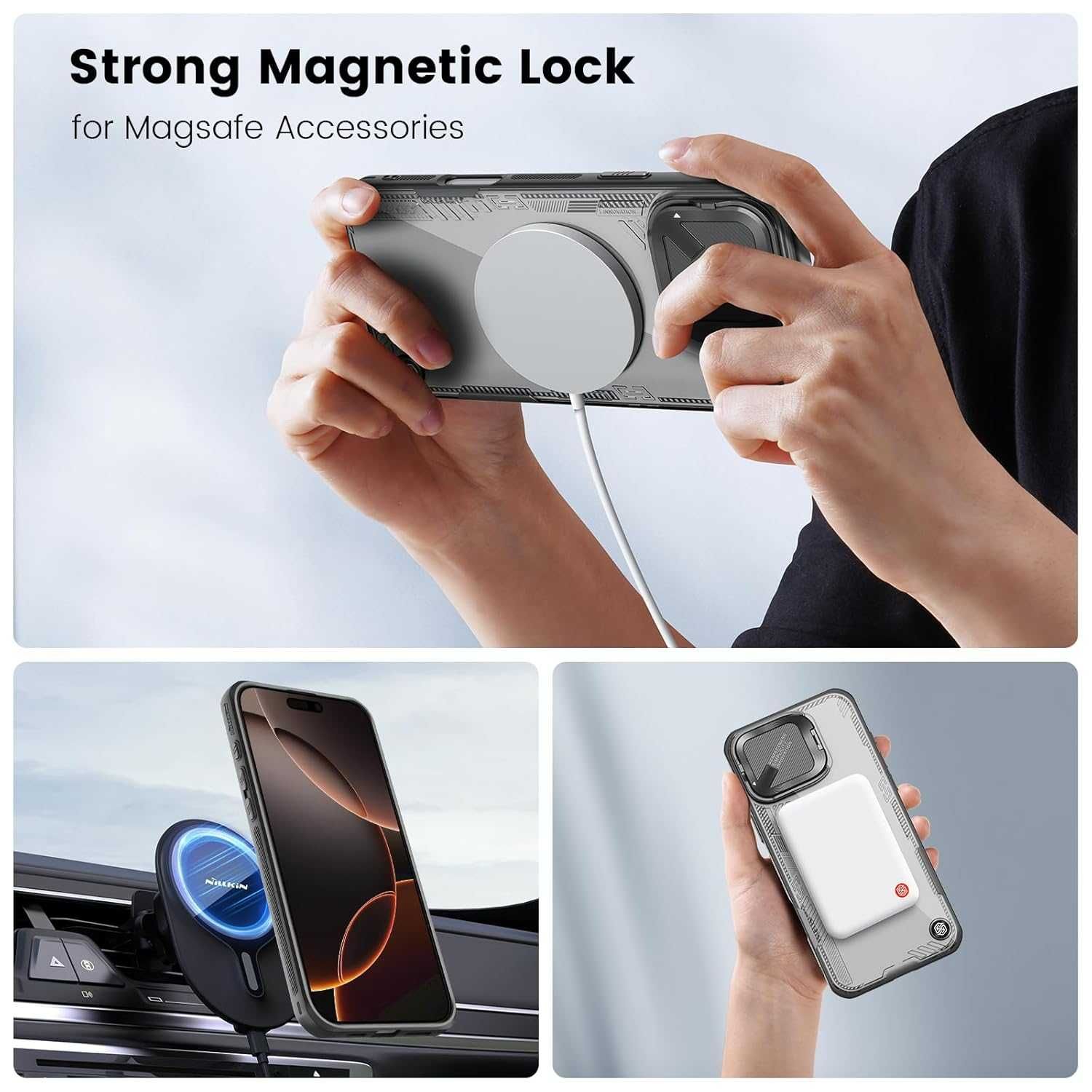 Nillkin etui do iPhone 16 Pro Max pancerne MagSafe osłona obiektywu