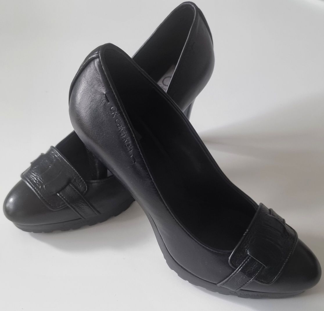 Obcasy, buty, szpilki Calvin Klein czarne, skóra naturalna