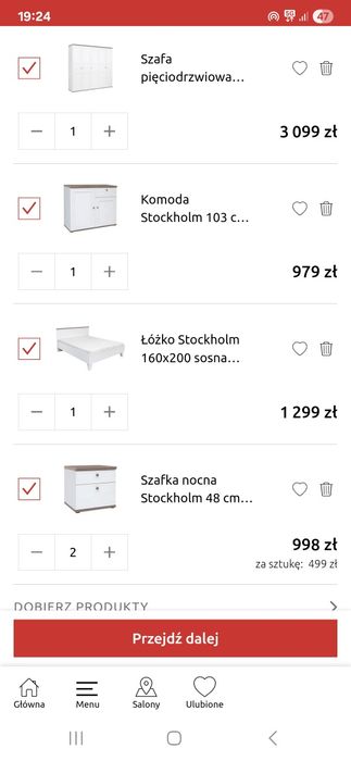 Meble BRW do sypialni skandynawskie Szafa, łóżko, komoda,stoliki nocne