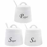 zestaw 3 ceramicznych pojemników sól cukier pieprz 400ml. casa de enge