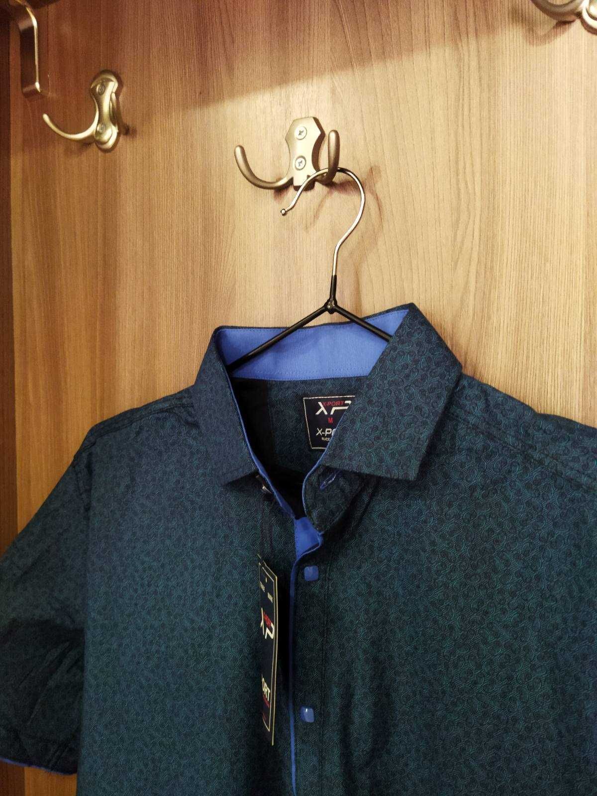 Мужская рубашка  стрейч-коттон темно-зеленая X-Port , р S