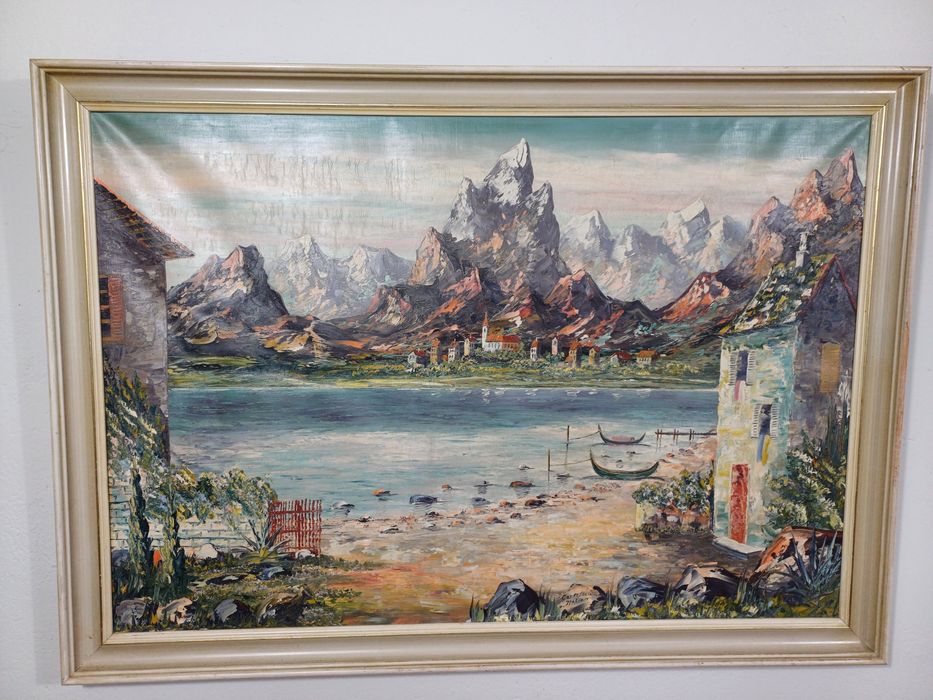 Stary obraz na płótnie sygnowany Bech