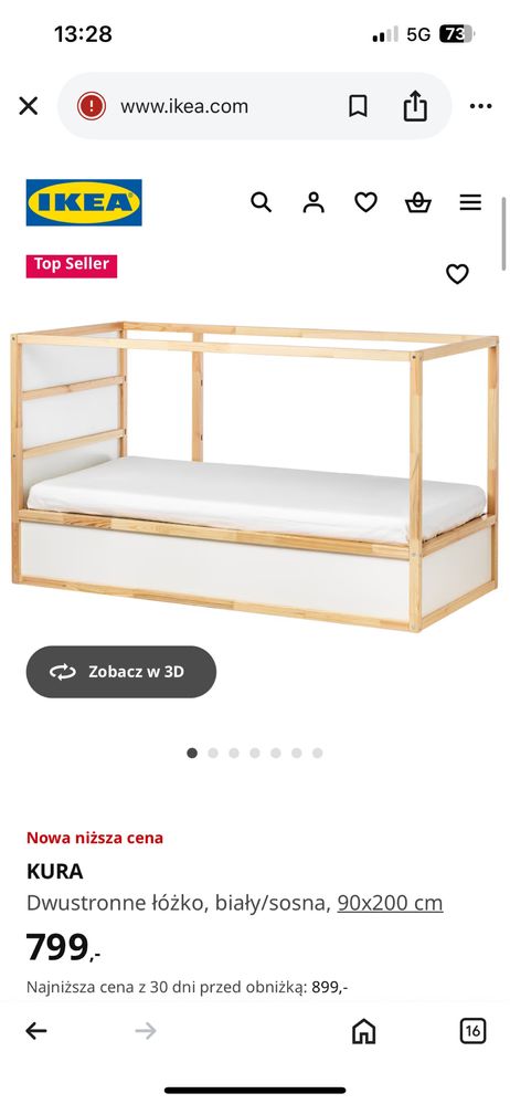 Łóżko kura ikea uzywane z materacem