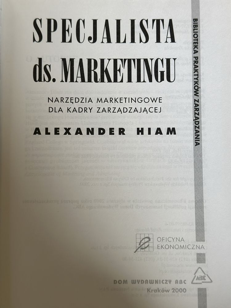 Specjalista ds. marketingu. Alexander Hiam