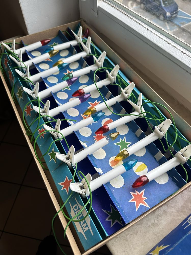 komplet choinkowy delam prl vintage lampki