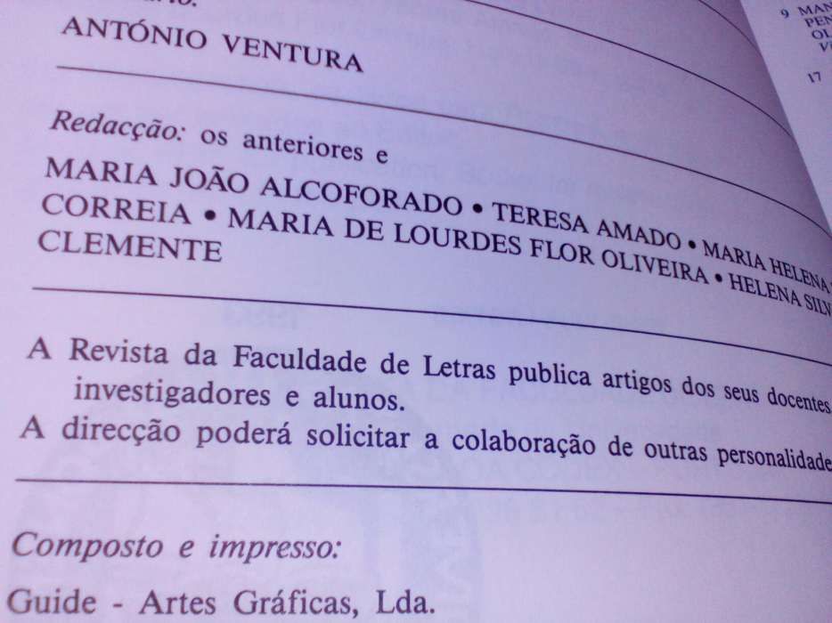 Revista da Faculdade de Letras.