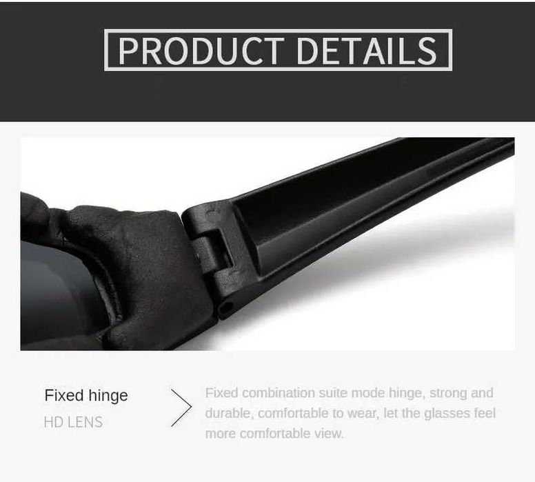 Okulary sportowe taktyczne z gąbką.