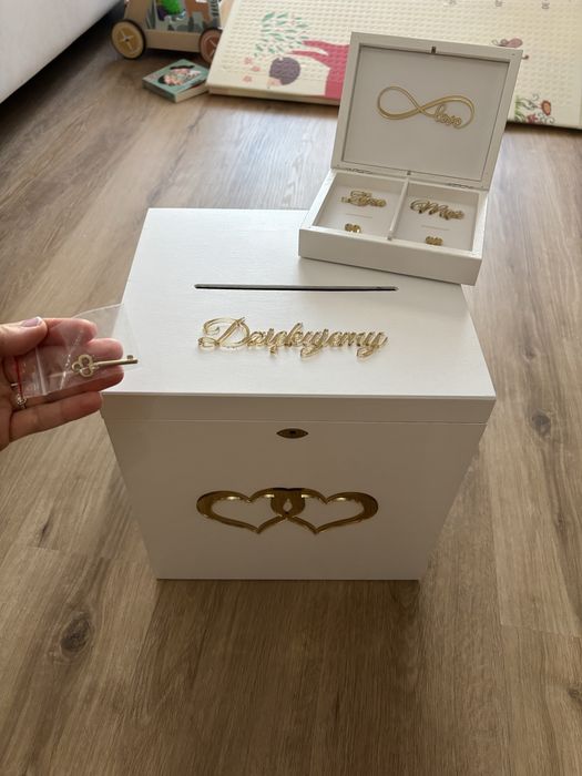 Duże Pudelko na koperty obrączki z kluczykiem