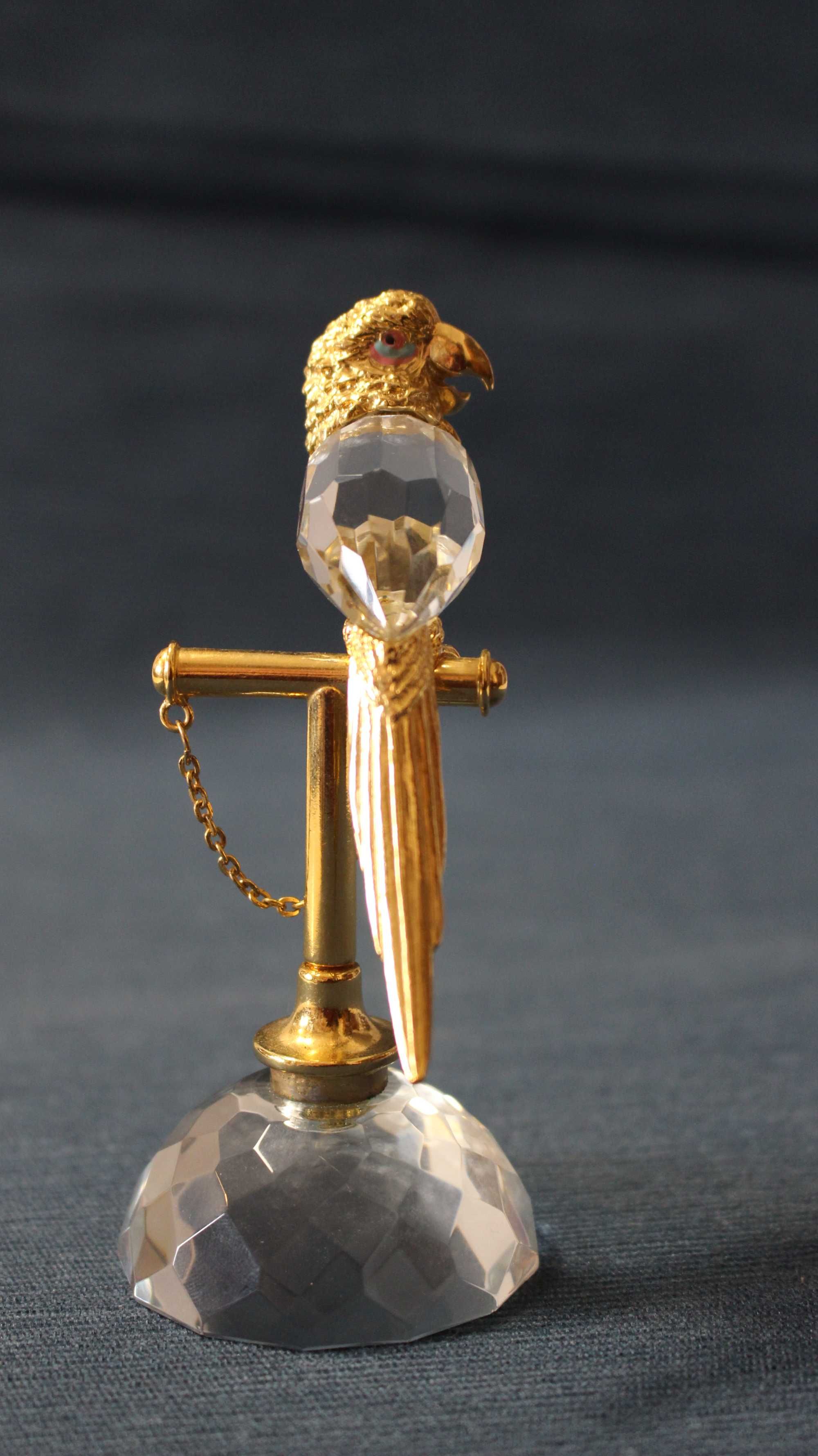 Papagaio de Cristal com aplicações douradas