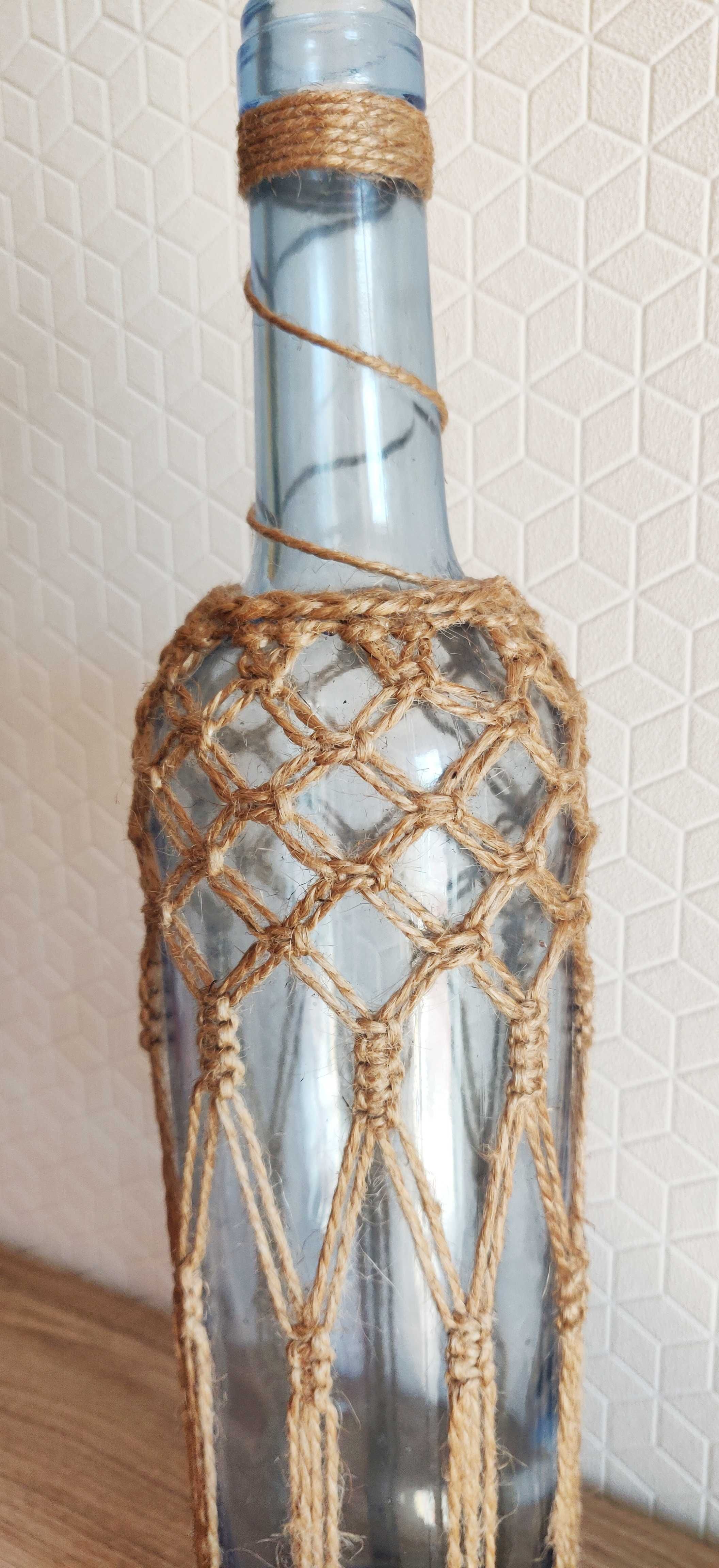 Garrafa decorativa macramé