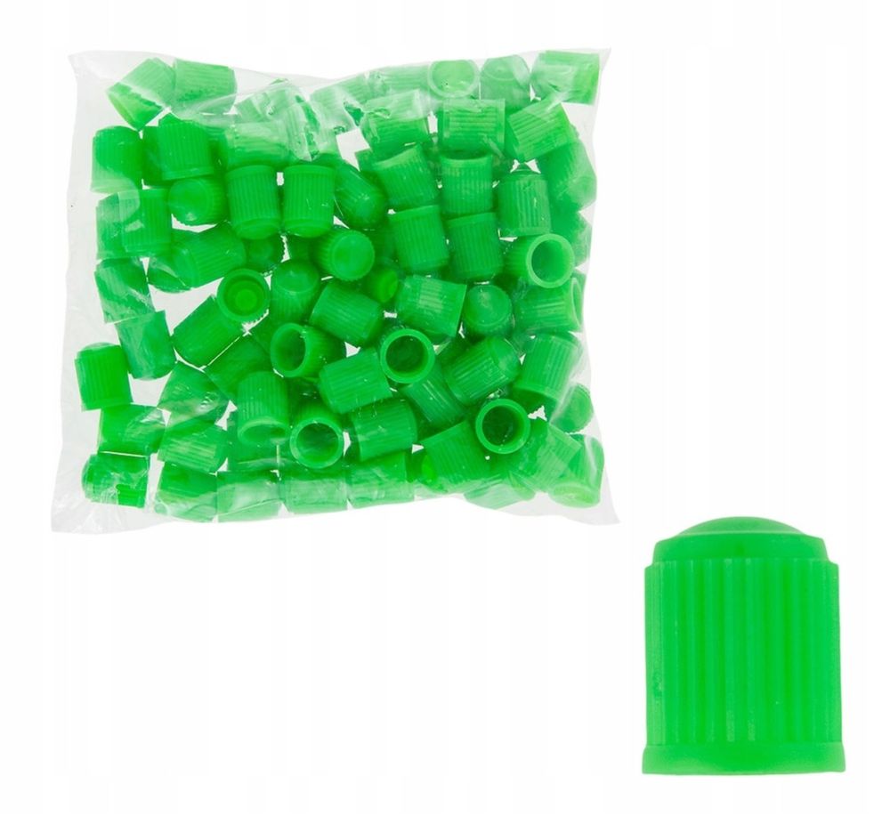 Plastikowe kapturki na zawory, nakrętki zielone - 100 szt