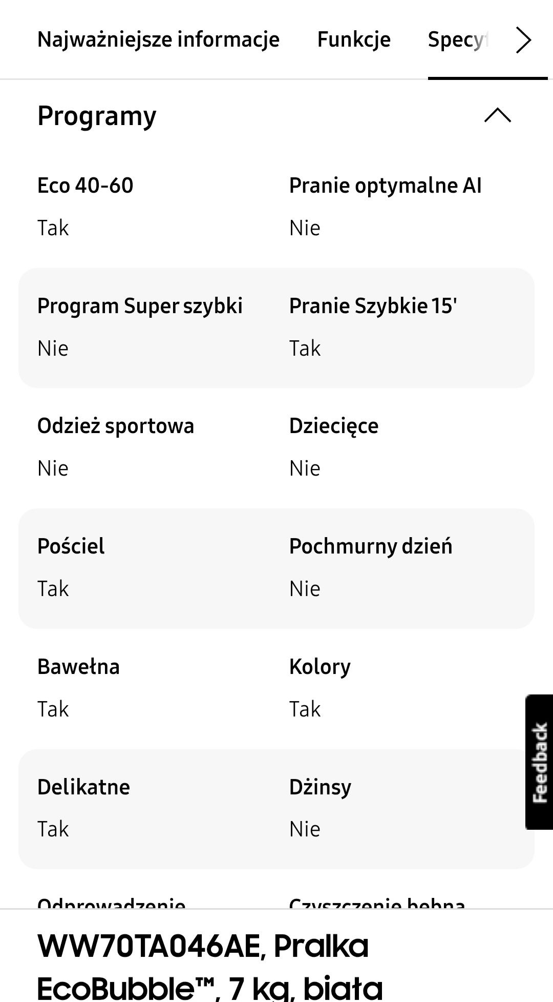 Pralka SAMSUNG Eco Bubble, biała, 7kg