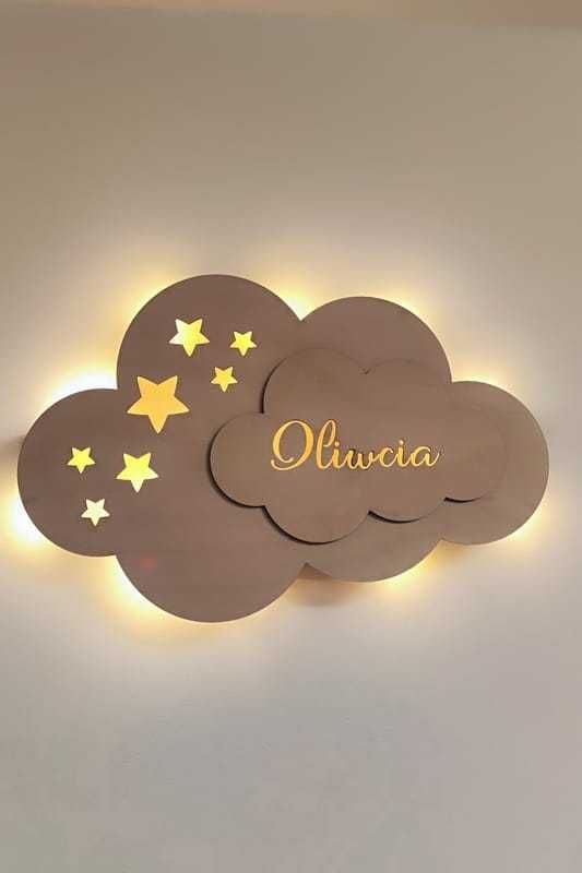 lampka LED z imieniem – ozdoba do pokoju dziecięcego Chmurka