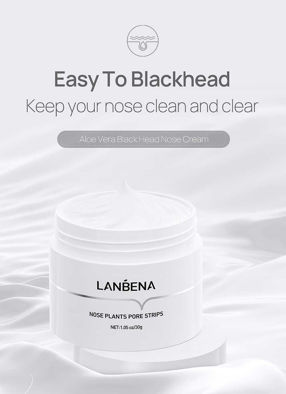 Маска для удаления черных точек LANBENA 30 мл + 60 полосок Оригінал