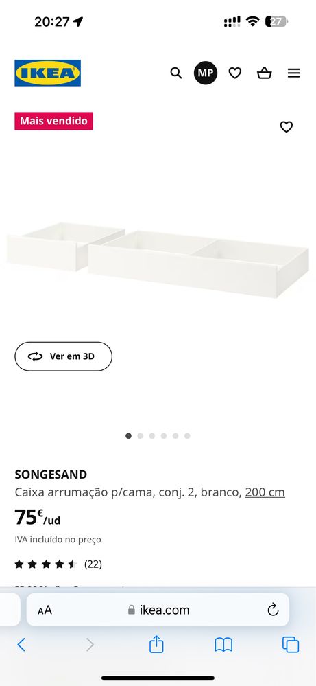 Cama Ikea Songesand c/tudo como nova